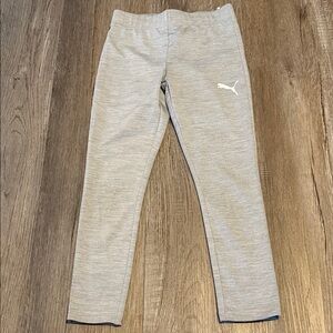Puma Light Gray Girls' Active Leggings with White Logo